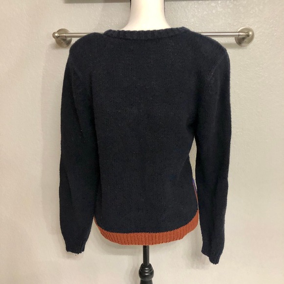 Christie & Jill Sweater Womens S Navy Blue Floral Knit Retro Paisley Vintage 90s - Picture 8 of 10